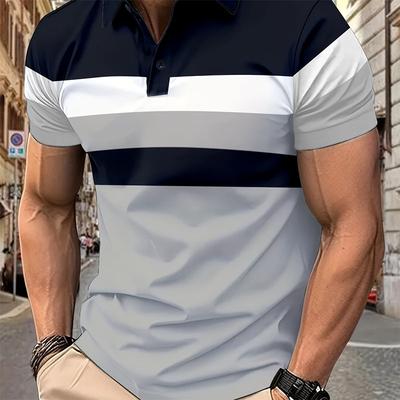 Polo d'été confortable à blocs de couleurs pour homme, idéal pour le sport et les loisirs