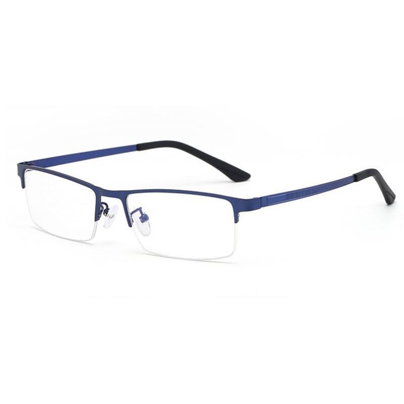 Semi-Rimless Anti Blue Rays Square Myopia Glasses Finished Women Men Metal Student Prescription Eyeglasses 0 -0.5 -0.75 To -6.0