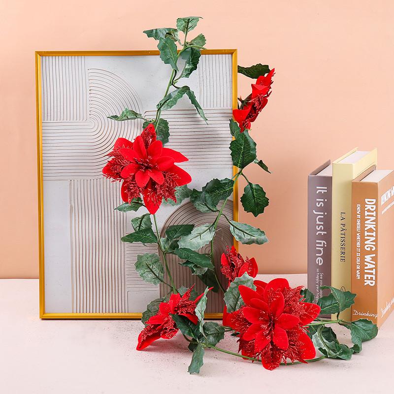 Christmas Decor Artificial Garland With Faux Flowers For Home Holiday Festive Atmosphere