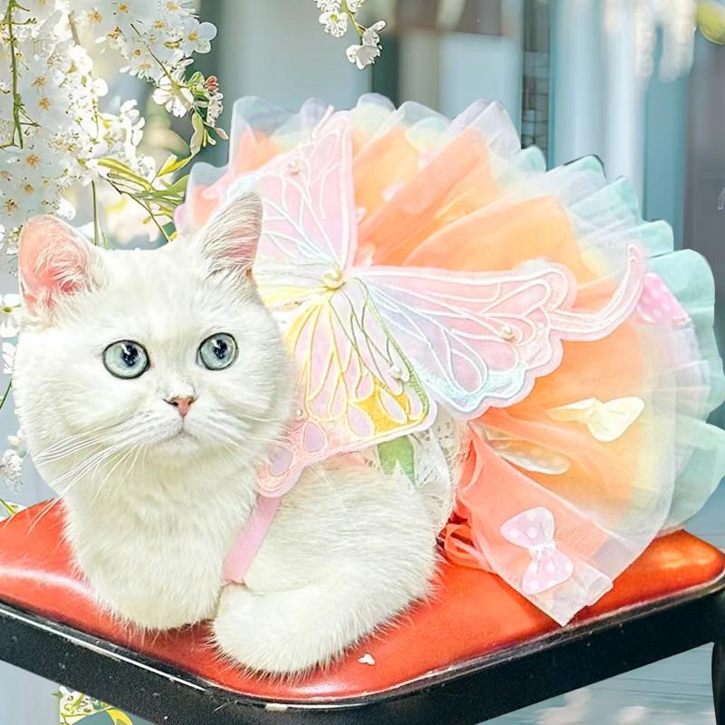 Pet Dog Cat Princess Dress With Bow Tulle Skirt Lightweight Outfit Small To Large Breeds