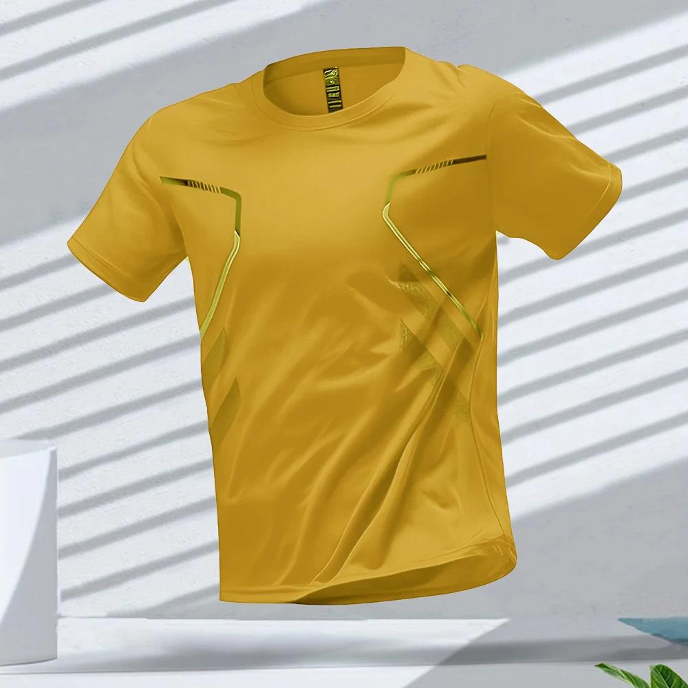 Men's Sports Running T-shirt Color Block 3d Printed Men's Quick-drying Breathable Short-sleeved Sports T-shirt for Outdoor Use