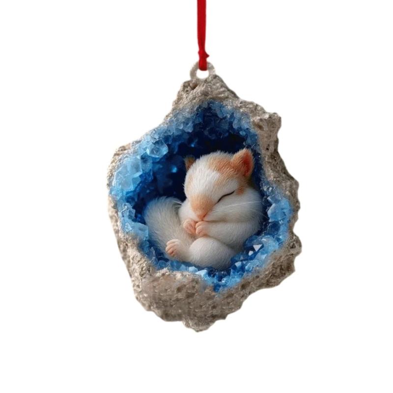 Owl And Raccoon Acrylic Christmas Tree Ornament Shatterproof Elegant Holiday Decoration For Family Home Party Supplies