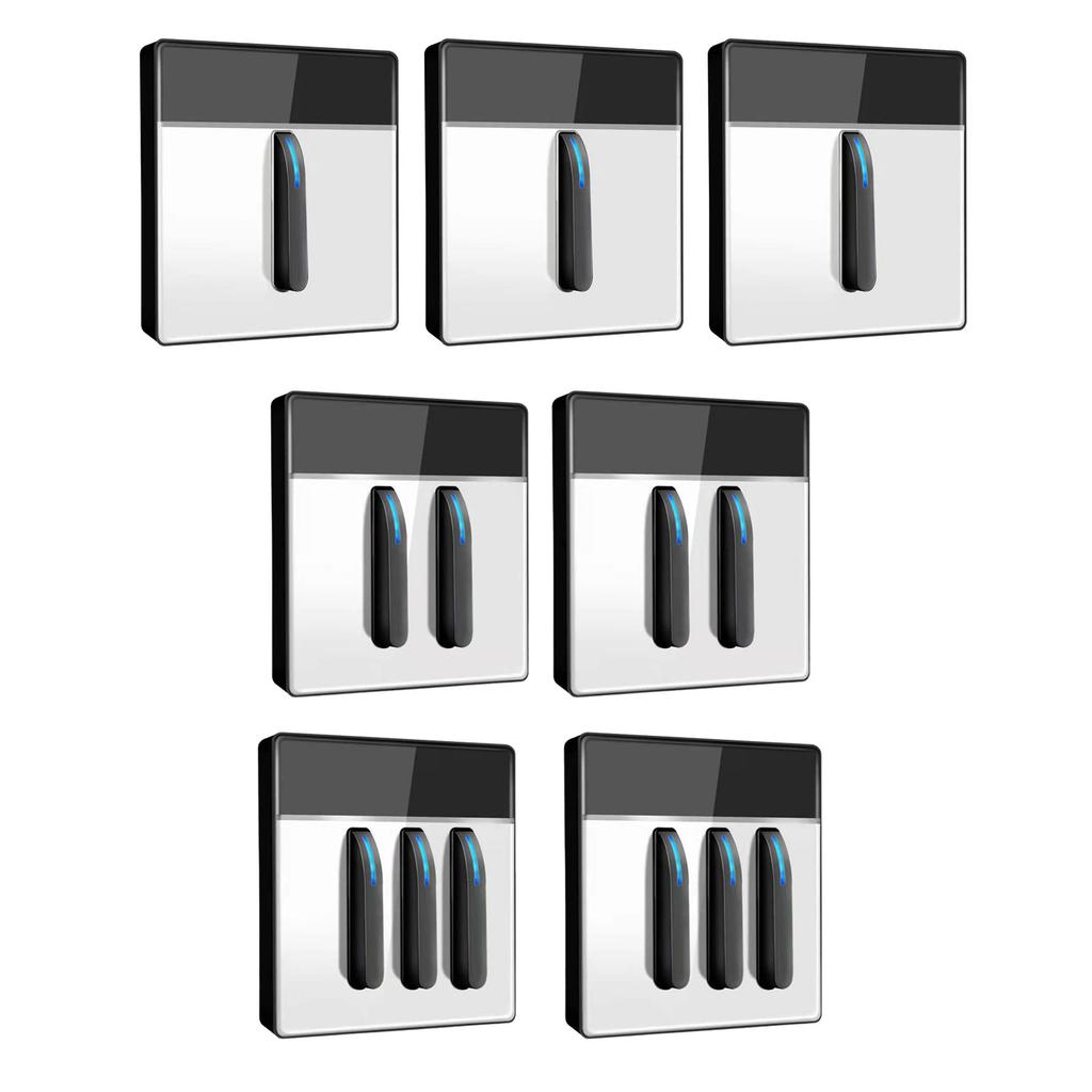 Wall Button Light Switches Tempered Glass Panel LED Switches 1/2/3 Gang Wall Glasses Panel Switches with Led Indicator