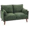 2 Seater Sofa, Loveseat Sofa with Spring Cushions, Wide and Deep Seat, Wood Legs, Green