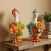 Rustic Style Autumn Pumpkin Duck Ornament Colorful Duck Figurine Goose Statue Lawn Ornament  Yard