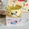 Ins Cute Sausage Puppy Ceramic Instant Noodle Bowl with Lid Binaural Snail Powder Bowl Girls Birthday Gift Souvenir