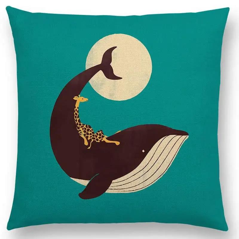 

Последние мультяшные животные Милая акула Кошка Птица Жираф Пингвин Кит Белый медведь Бегемот Панда Чехол для подушки Автомобильный диван Наволочка 66x66cm золотистый