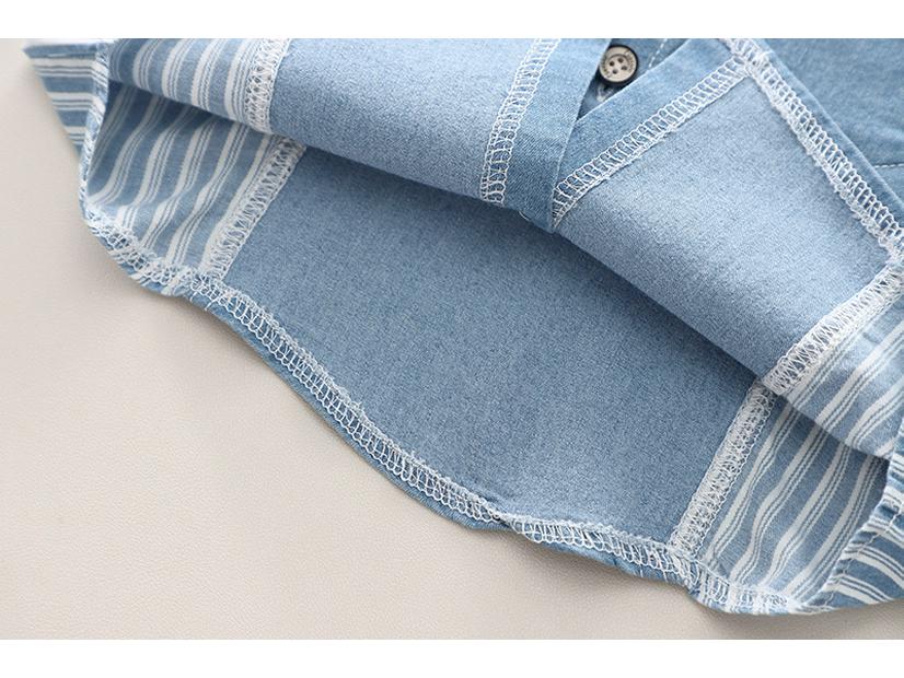 Boys' Vertical Stripe Bear Pocket Short Sleeve Set - Casual Two-Piece Summer Outfit