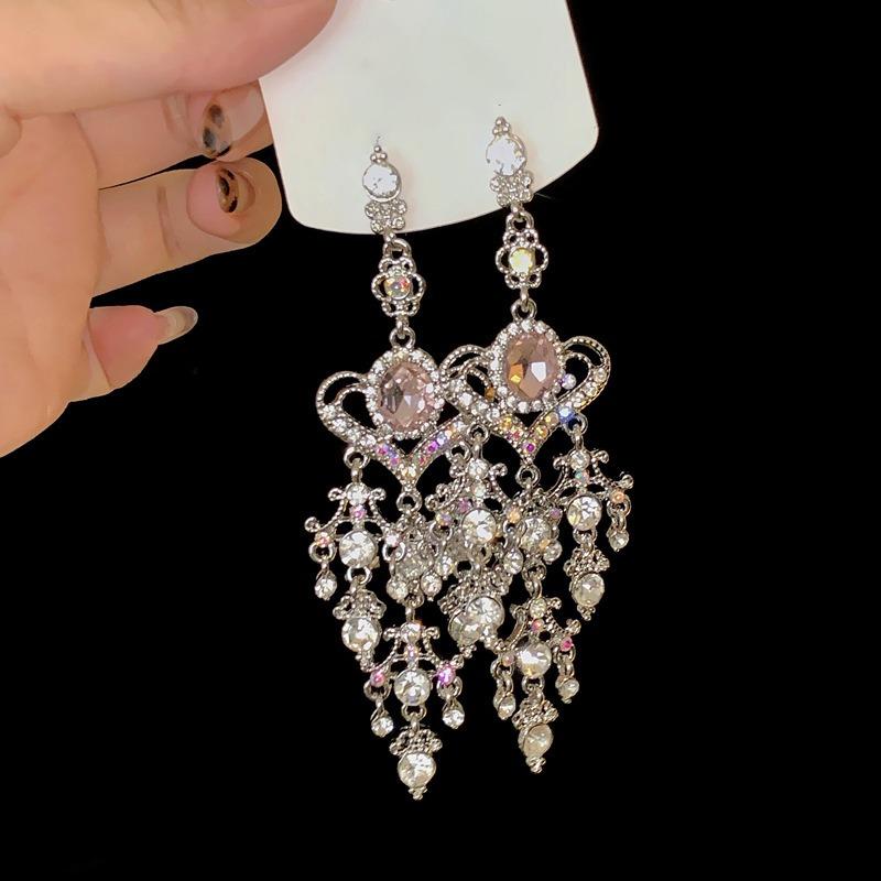 European and American Exaggerated Heavy-duty Crystal Tassel Earrings for Women, Elegant and Sophisticated Earrings, Trendy New Bestsellers