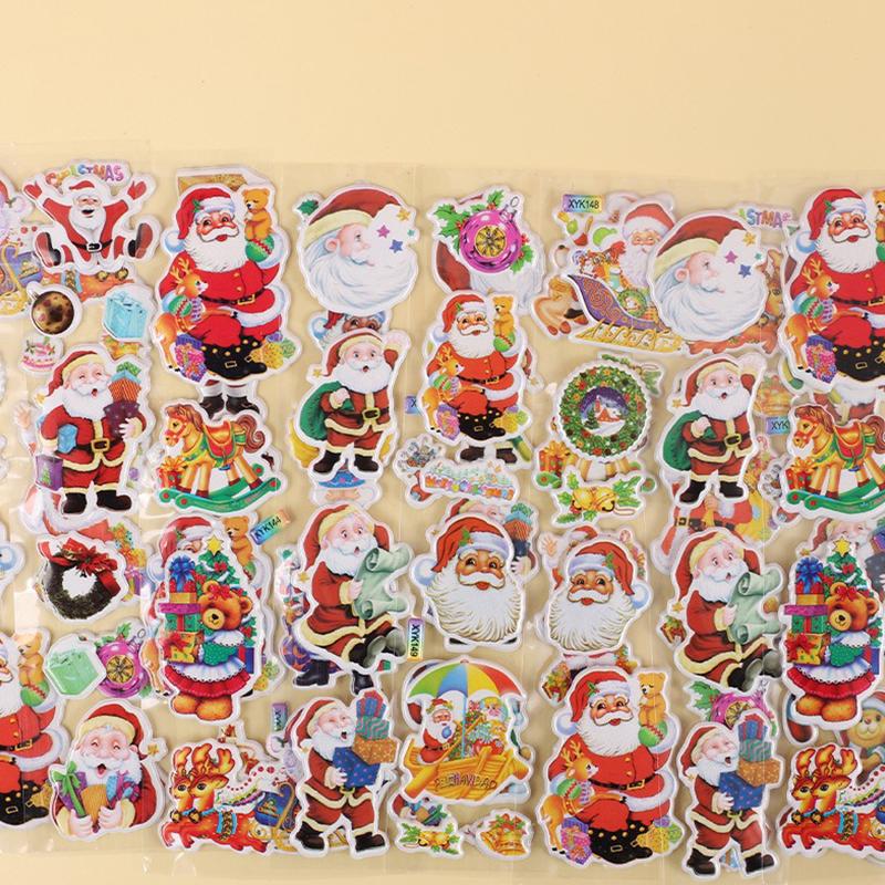 6/12Sheets Pack Christmas Style 3D Sticker Cute Cartoon Bubble Stickers Classroom Office Mark Useful DIY Stickers Stationery ZYF