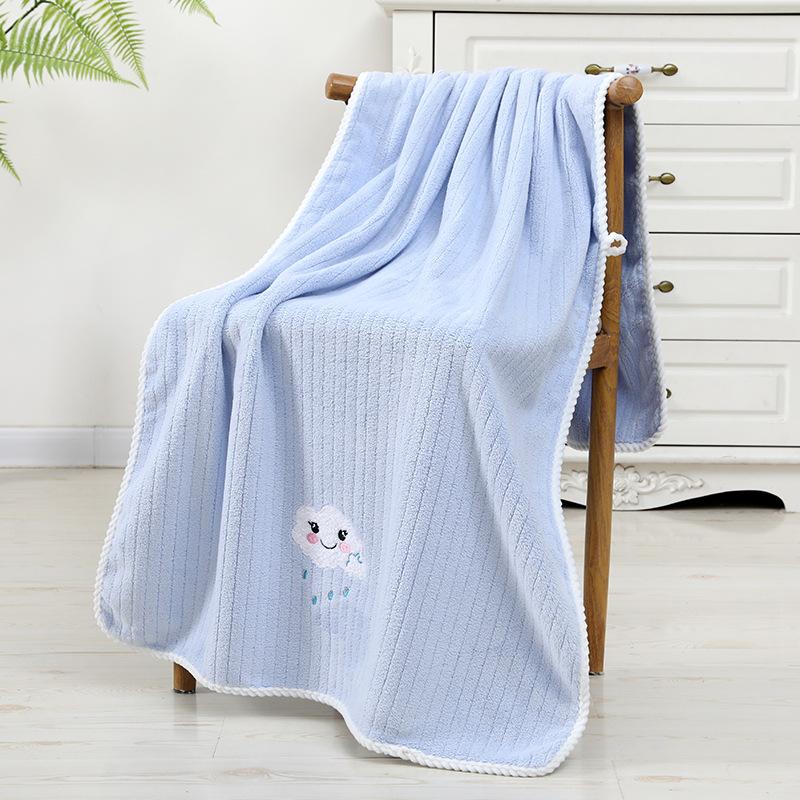 Towel New coral fleece striped cloud bath towel Cartoon soft absorbent large bath towel Children's adult bath towel