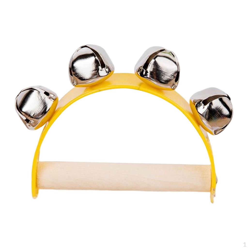 Wood Handbell Educational Toys Musical Instrument Drum Bell Handheld Tambourine for Game KTV