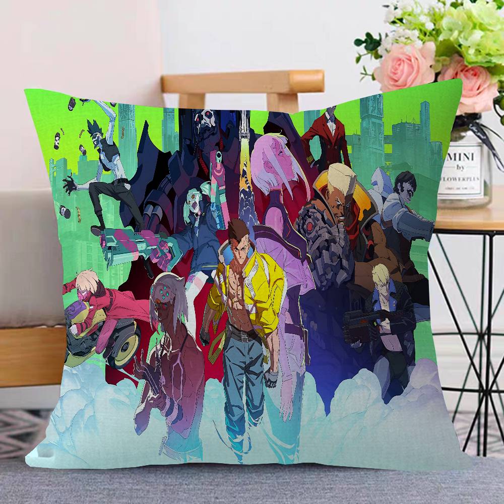 C-Cyberpunk Cartoon E-Edgerunners Decorative Room Aesthetics Pillow Case Home Decor Bedroom Sofa Bed Couch Pillow Cover 45X45