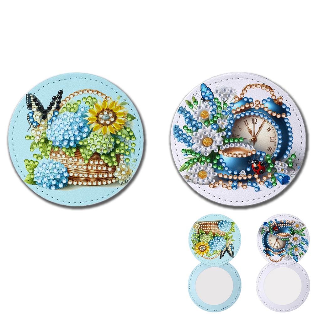 

DIY Diamond Art Small Makeup Mirror Lightweight Shiny Crystal Mirror Portable Cosmetic Mirror for Outdoor Travel Hiking Picnic кофейный