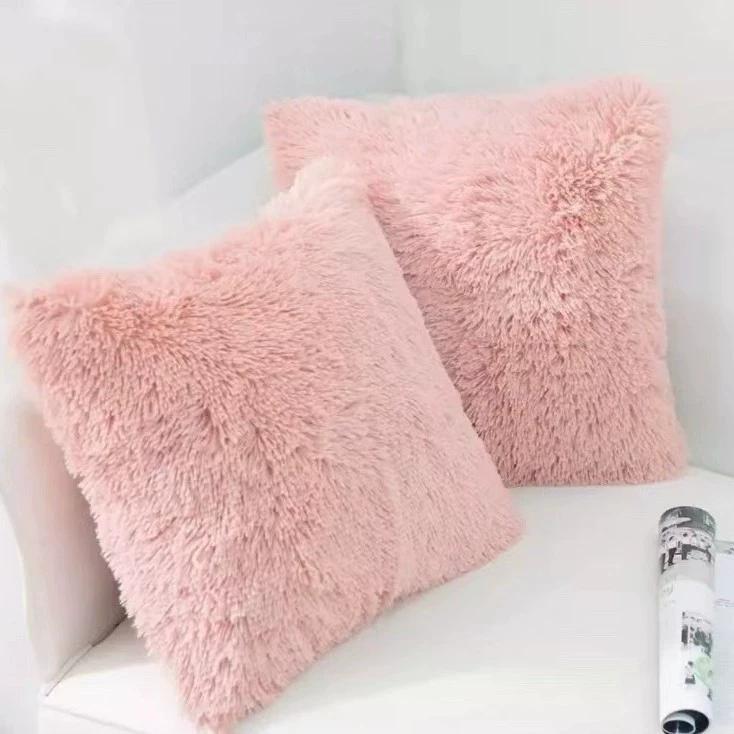 Luxury Soft Faux Fur Fleece Cushion Cover Pillowcase Spring Decorative Throw Pillows Covers, No Pillow Insert,18x18 Inch 2 Pack