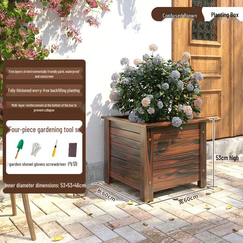 Large Anti-Corrosion Solid Wood Planter Box for Outdoor Trees and Flowers