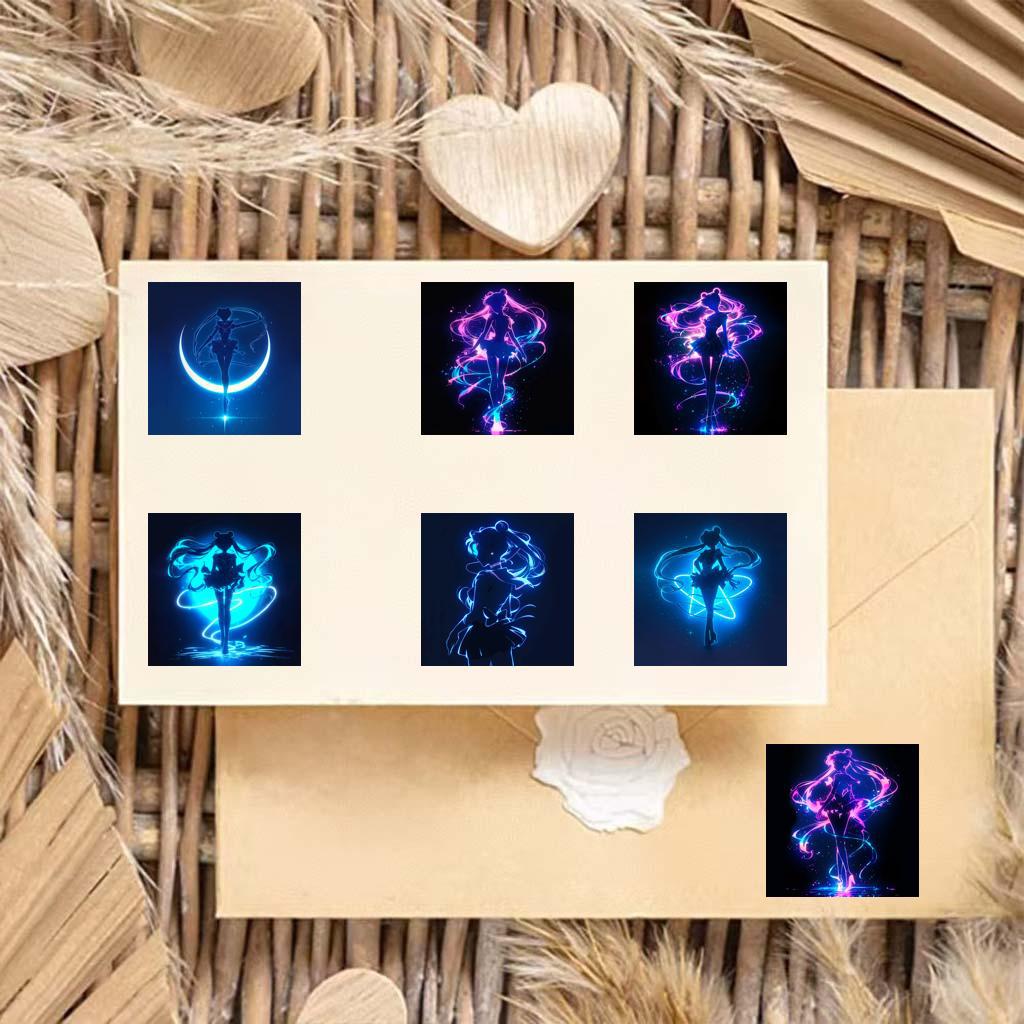 Glow-in-the-Dark Girl Sticker Roll - 500 Waterproof Creative Stickers for Skateboards, Water Bottles, Suitcases, and Diaries