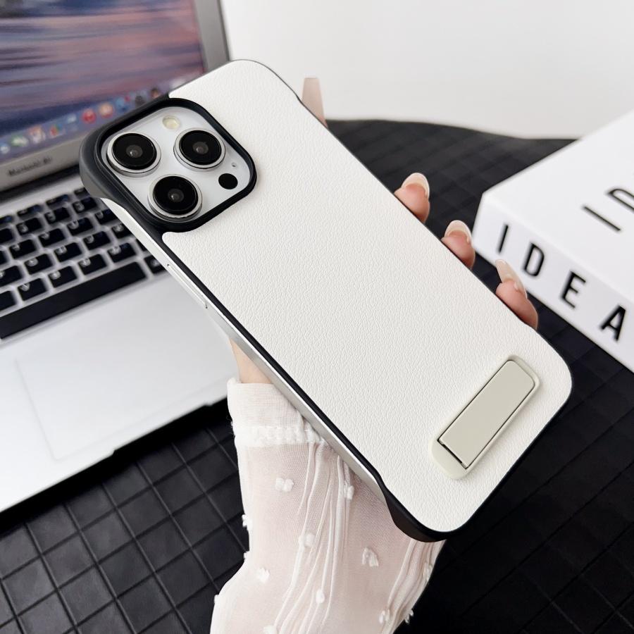 

Простой кожаный чехол для телефона для iPhone13 14 Promax 15 Pro 16 Высококачественный ультратонкий безрамочный невидимый кронштейн Защитный чехол For iPhone16 Promax белый