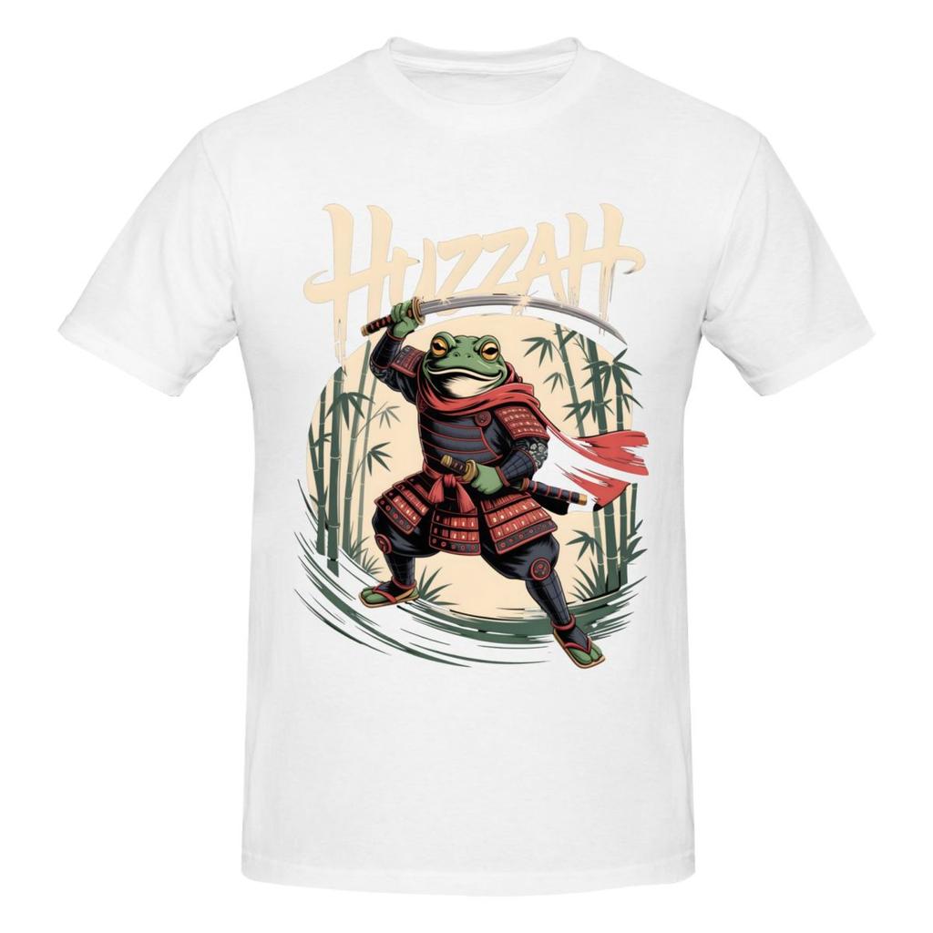 Unisex Huzzah Frog Samurai Trendy T Shirt Vintage Cotton T Shirts For Unisex