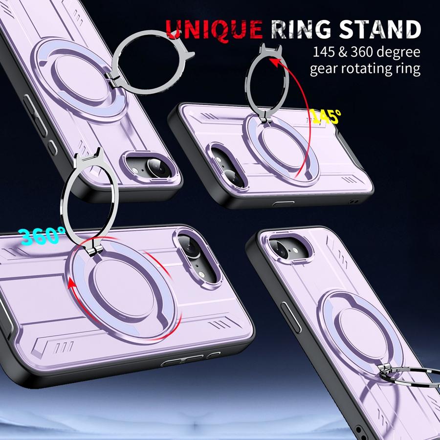 Shockproof Heavy Duty Armor Phone Case with 360° Rotatable Magnetic Metal Ring Stand for iPhone/Samsung Case for Car Holder