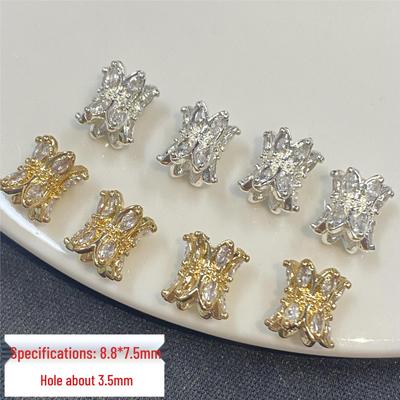 14K Gold Plated Zirconia Spacer Beads Flower Base DIY Bracelet & Phone Lanyard Accessories