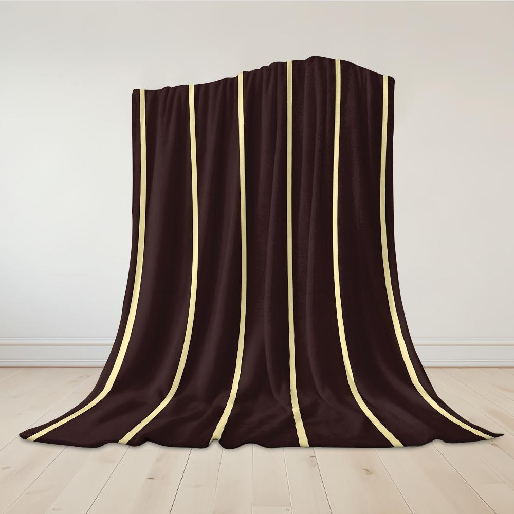 Chocolate Stripe Flannel Blanket Warm Soft Halloween Christmas Couch Warm Cozy Decorative Decor Gift for All Season