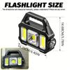 Solar Rechargeable Flashlight Portable Work Light 5 Modes Power Bank COB LED Side Light Emergency Lamp Outdoor Camping Repair
