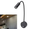 Dimmable RV Reading Light 3 Color Temperature Boat Bedside Flexible Gooseneck Wall Lamp with USB Charging Port 10‑30V Black