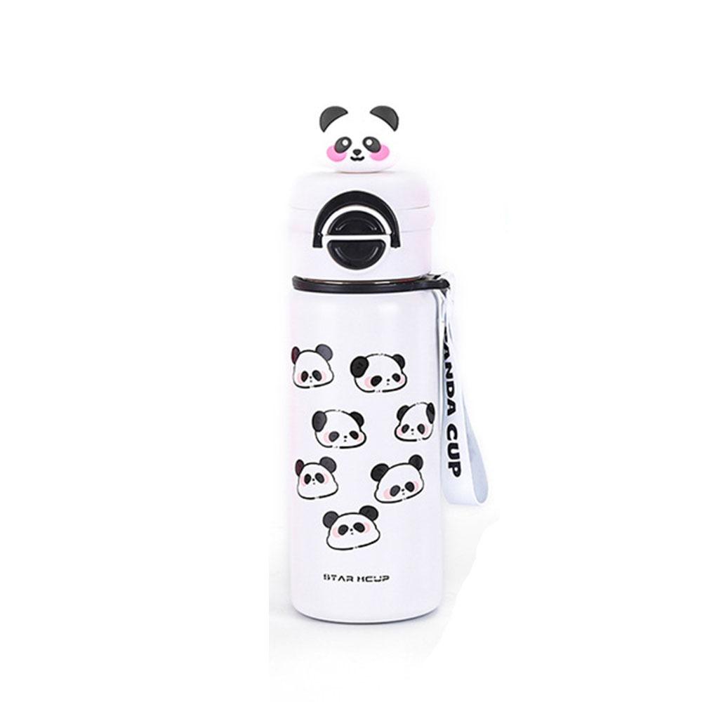 Large Capacity Panda  Insulated Cup Double Straw Drinking Water Cup  Outdoor Sports