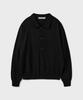 Branded Hard Twist Collar Cardigan [Black]
