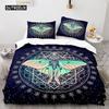 Death Moth Duvet Cover Set Queen Size Gothic Skull Boho Comforter Cover Black and White Skeleton Decorative Soft Bedding Set