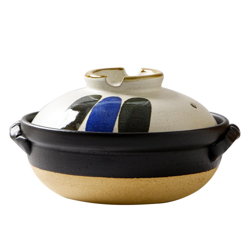 Creative Japanese Clay Pot: European and American Style, High-Temperature Resistant, Suitable for Open Fire, Ideal for Stews, Soups, and Rice.