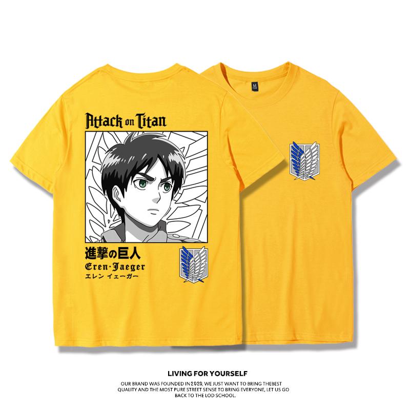 Attack Giant T-shirt Wings of Freedom Alan Mikasa Livel Soldier Anime 100% Cotton Short Sleeve Men's Fashion