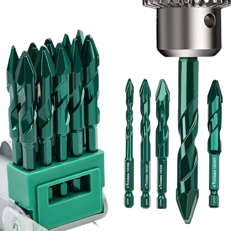 High-Hardness Skew Head Professional Eccentric Drill Bits for Tiles/ Glass/Metal/Wood Drilling Tools 6-12mm Drill Bits Set