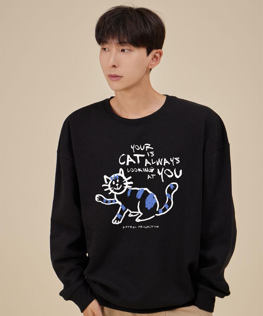 ASTRAL PROJECTION Doodlecat Loose Fit Sweatshirt_Black