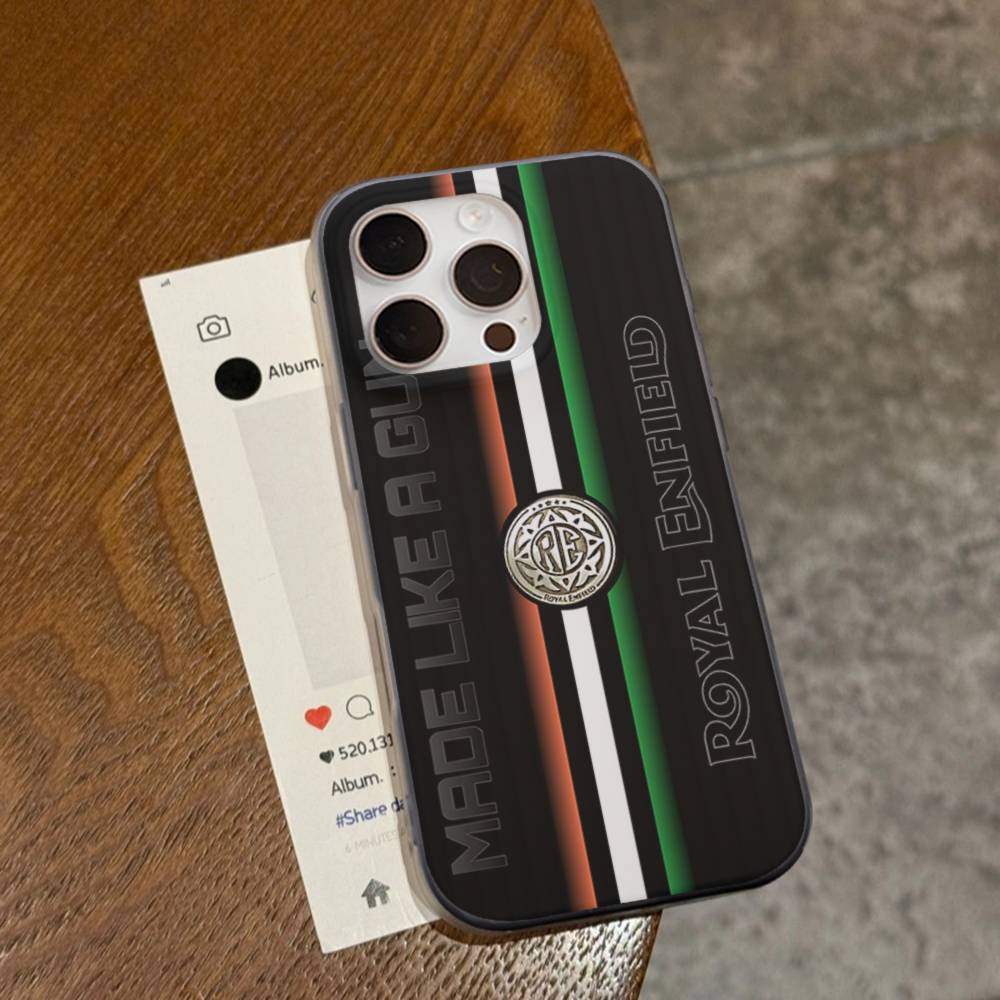 R-ROYALS E-ENFIELDS Logo Stripe Corrugated Shockprof Phone Case For IPhone 17 16 15 14 13 12 11 Pro Max Plus Pro Cover