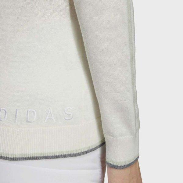 Adidas Solid Color Logo Embroidered Striped Design Round Neck Pullover Long Sleeve Sweatshirt Women sweatshirt White HN4578
