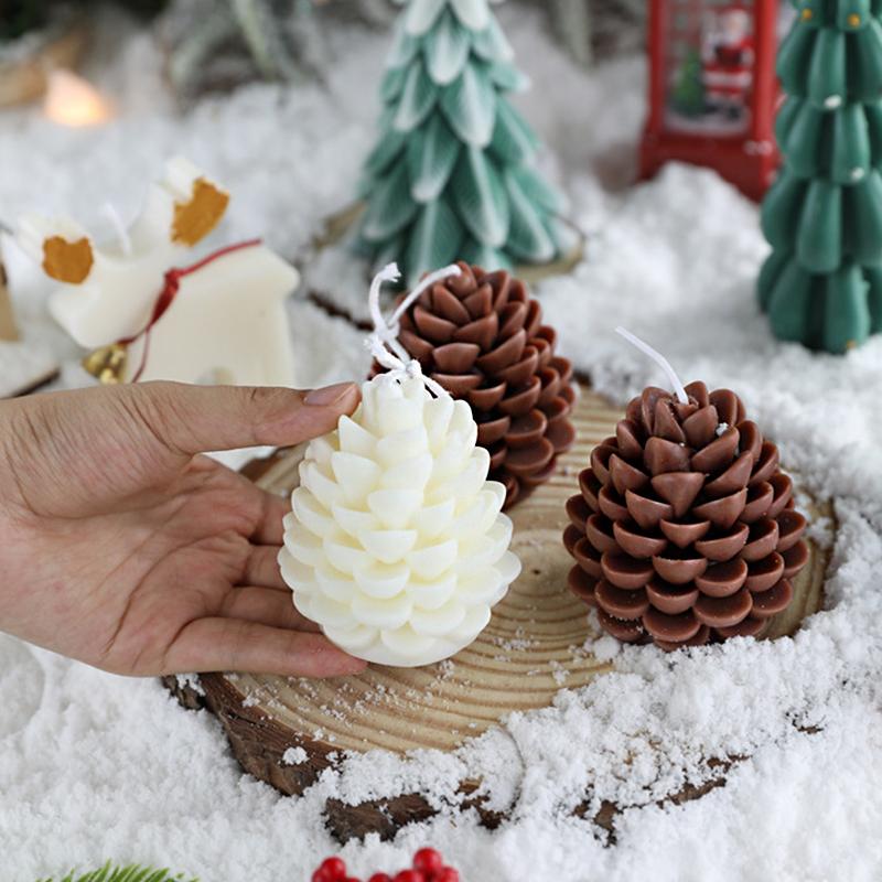 1PC Fragrance Ornaments Party Soybean Wax Blend Gifts Stereo Christmas Ornament Simulation Pine Cone Home Decor 2 Colors