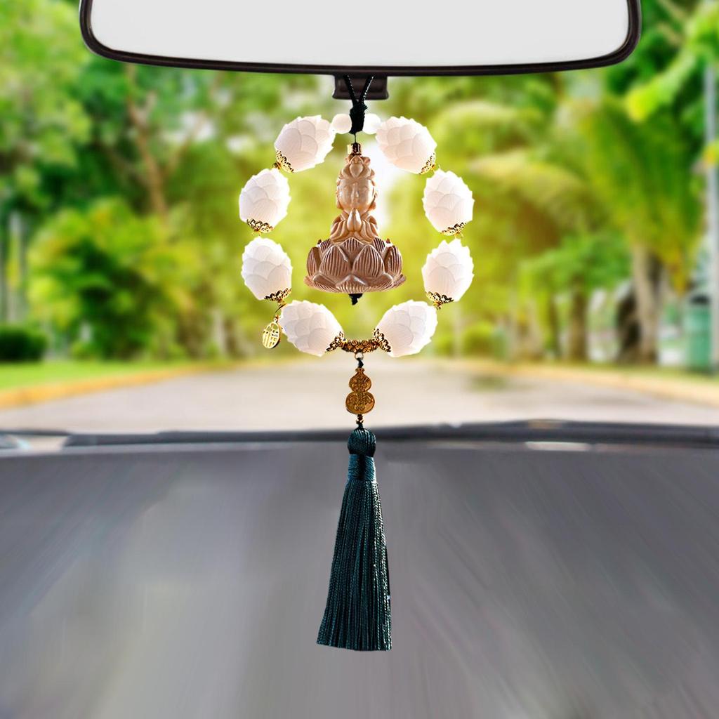 Car Interior Buddha Pendant Decorative Rear View Mirror Charm Hangable Buddha Aesthetic Ornament For Truck RV Minivan Pickup