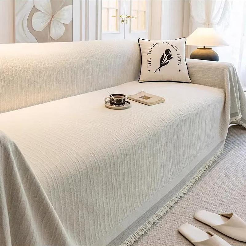 Cream Wind Sofa Blanket Towel Four Seasons Universal Chenille Non Slip Sofa Mat Anti Cat Scratch Integrated  Couch Cover Carpet