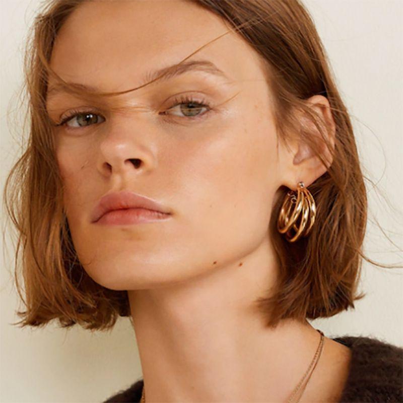 European Metal Round Drop Earrings Vintage Women Irregular Geometry Exaggerate Long Chunky Dangle Ear Pendant Statement Jewelry