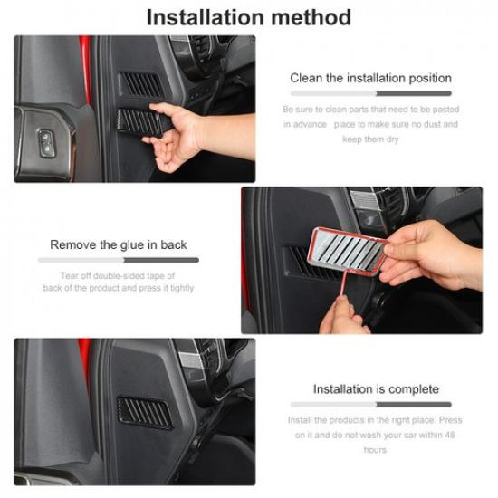 2X Carbon Fiber Console Air Vent Outlet Dash Side COVER Trim For Ford F150 +