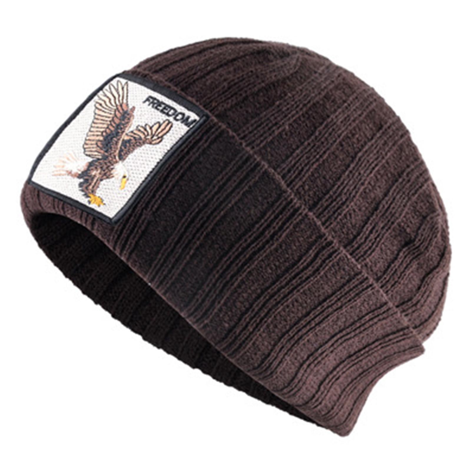 

Unisex Knitted Hat Embroidery Animal Beanie Hat Pilling Resistant Lady Autumn Hat Female Fashion Hat Hip-Hop Headgear коричневый