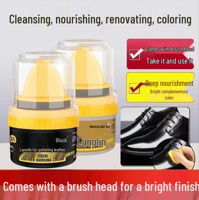 Colorless Black Shoe Polish & Leather Care Kit with Brush Cleanser