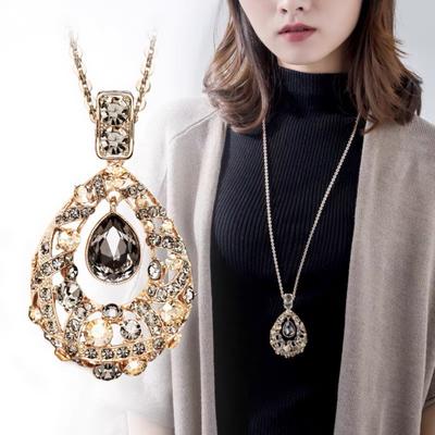 Fashion Crystal Studded Diamond Water Droplet Sweater Chain
