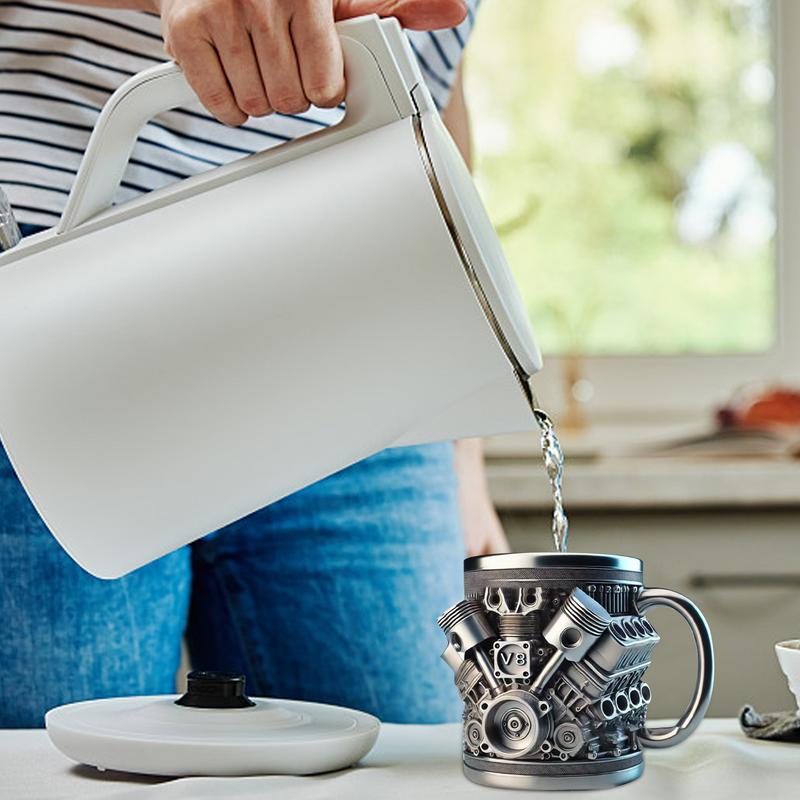 Coffee Mug Reusable Creative Car V8 Engines Water Container Funny Drinking Accessories Portable Stainless Steel Juice Beer Cup