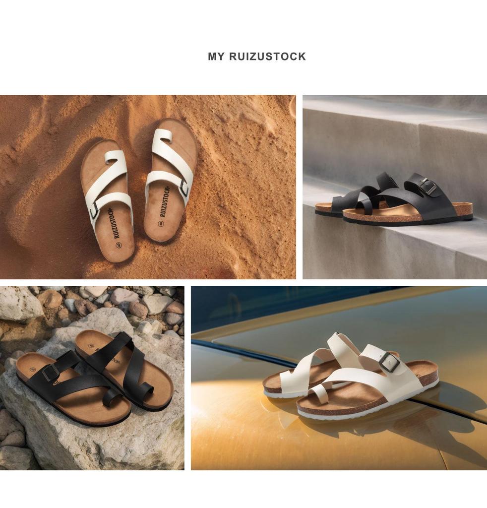 Men's Korean Style Cork Slip-On Sandals - Casual Summer Beach Flip Flops.