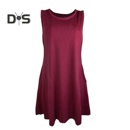 Letní minišaty s kapsami Bez rukávů A-line s kulatým výstřihem Jednobarevné nad kolena Krátké šaty na rande Plážové společenské šaty