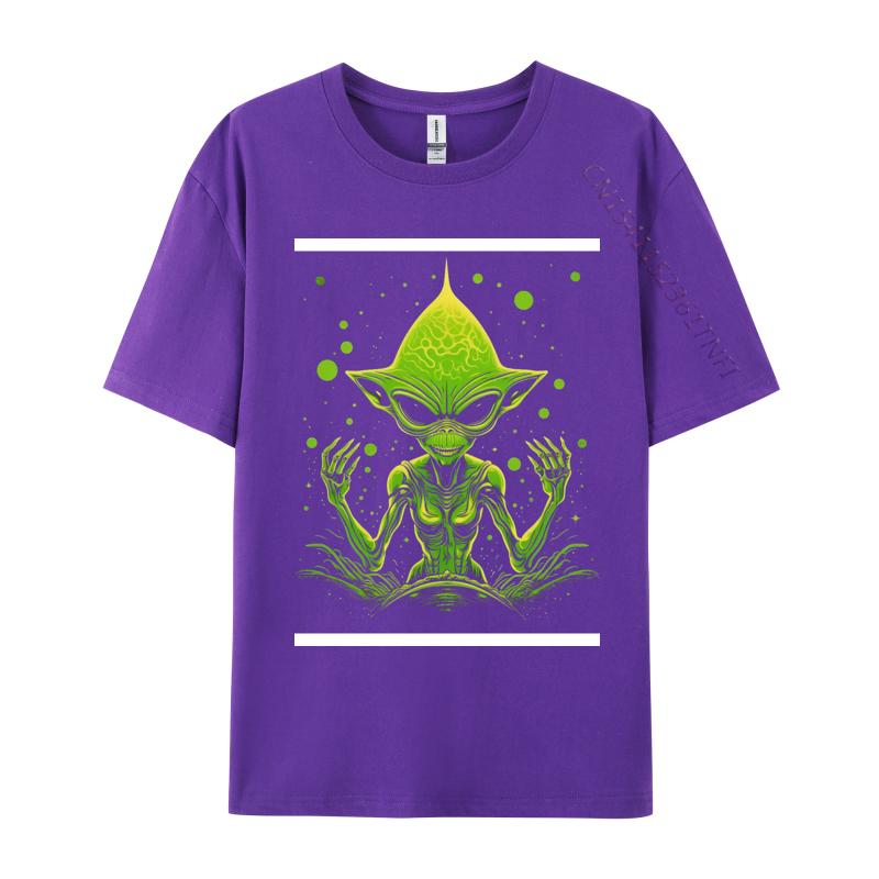 Happy Green Alien Tshirt Tops Shirts Retro Hip Hop Combed Cotton Men Top Tshirts Printed Tee Shirt Clothing