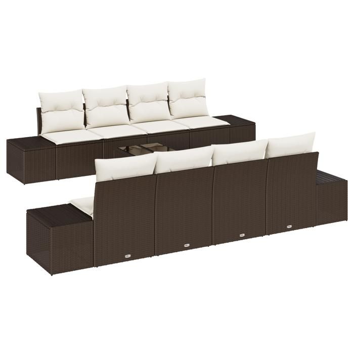 VidaXL Ensemble de canapé de jardin 9 pièces avec coussins en rotin marron 3346988